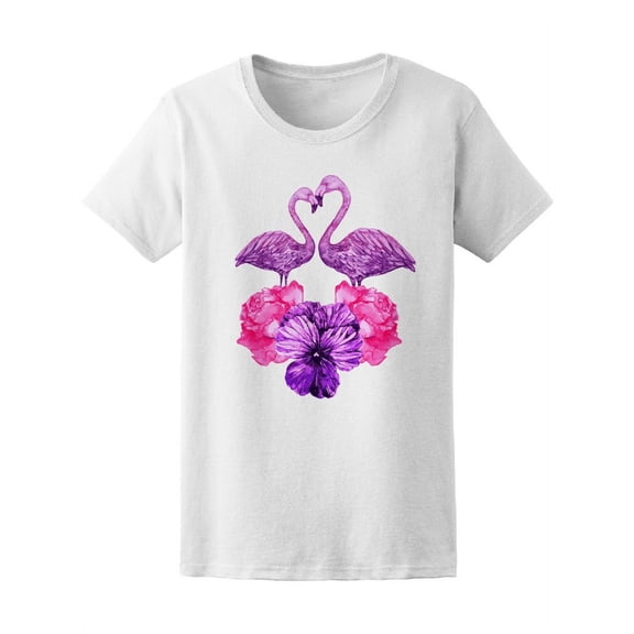 Watercolor Flamingo Couple T-Shirt Women -Image by Shutterstock, Female XX-Large