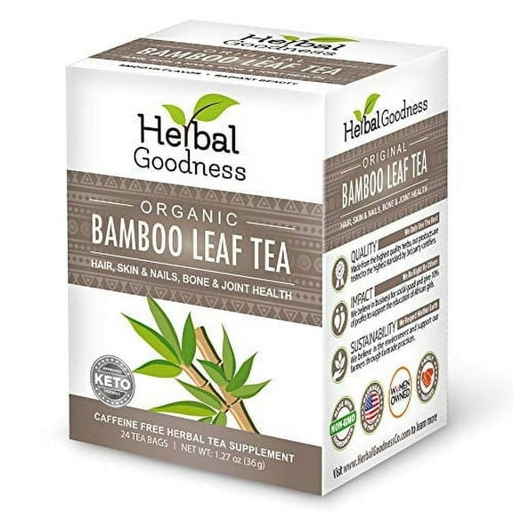 Bamboo Leaf Tea - Caffein-Free Herbal Tea - Hair, Skin, Anti Aging for Men & Women, Silica - 24 Tea Bags - Herbal Goodness