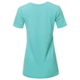 thumbnail image 3 of A2Y Women's Basic Solid Premium Cotton Short Sleeve V-neck T Shirt Tee Tops Ash Mint L, 3 of 6