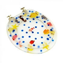 Renovator's Supply Sea Horse Polyresin Standard Round Toilet Seat with PVD Hinge