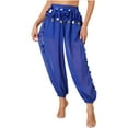thumbnail image 2 of Zaldita Women Belly Dance Harem Loose Pants Arabic Halloween Pants Yoga Pilates Trousers Royal Blue One Size, 2 of 7