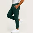 thumbnail image 2 of WTOBBY Men's Multi-color Sports Pants for Spring and Autumn Casual Wear, Loose Tied Long Trousers with Comfortable Fit, Stylish and Functional Design,Dark Green L, 2 of 4