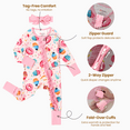 thumbnail image 4 of PatPat Baby Girl Pajamas Bamboo Viscose Footed & Footless 2-Way Zipper Footies Baby Girl Gifts Sleep N Play Pajamas with Headbands Pink Infant 12-18 Months, 4 of 14