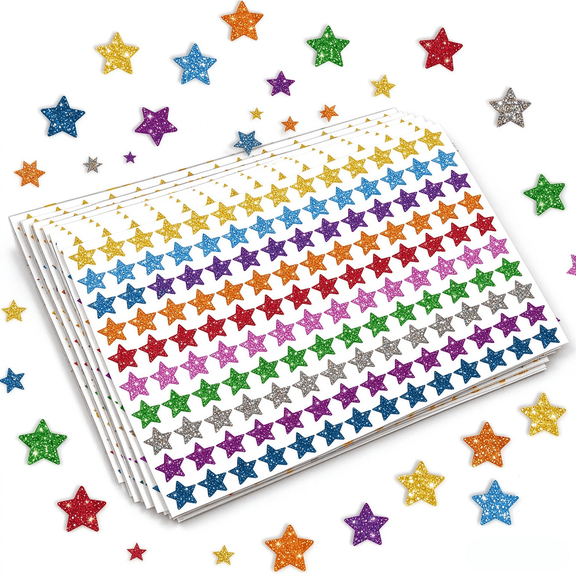 Small Star Stickers, 3000 Pcs, 10 Colors for Rewards, Behavior Charts, Teacher Supplies, 0.5" Diameter