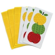 Solid and Print Dual Woven Kitchen Towel, 6 Pack, Apples