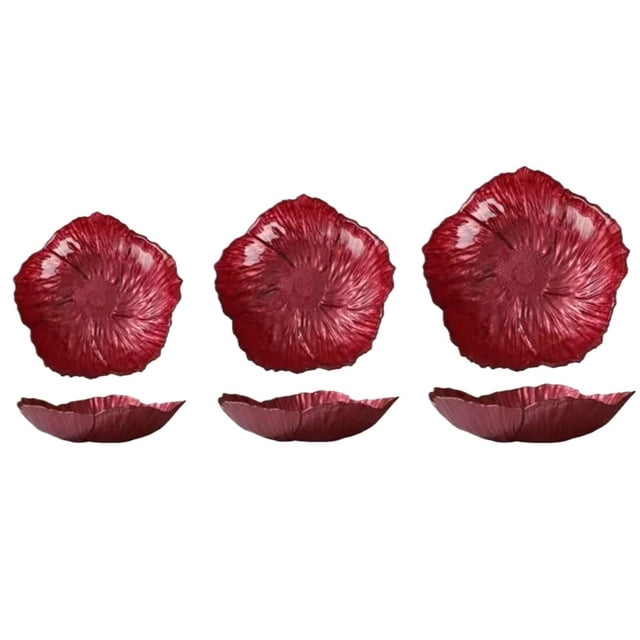 Juego de 3 fruteros de cristal decorativos en forma de flor (grande, mediano y pequeño), plato antideslizante for dulces