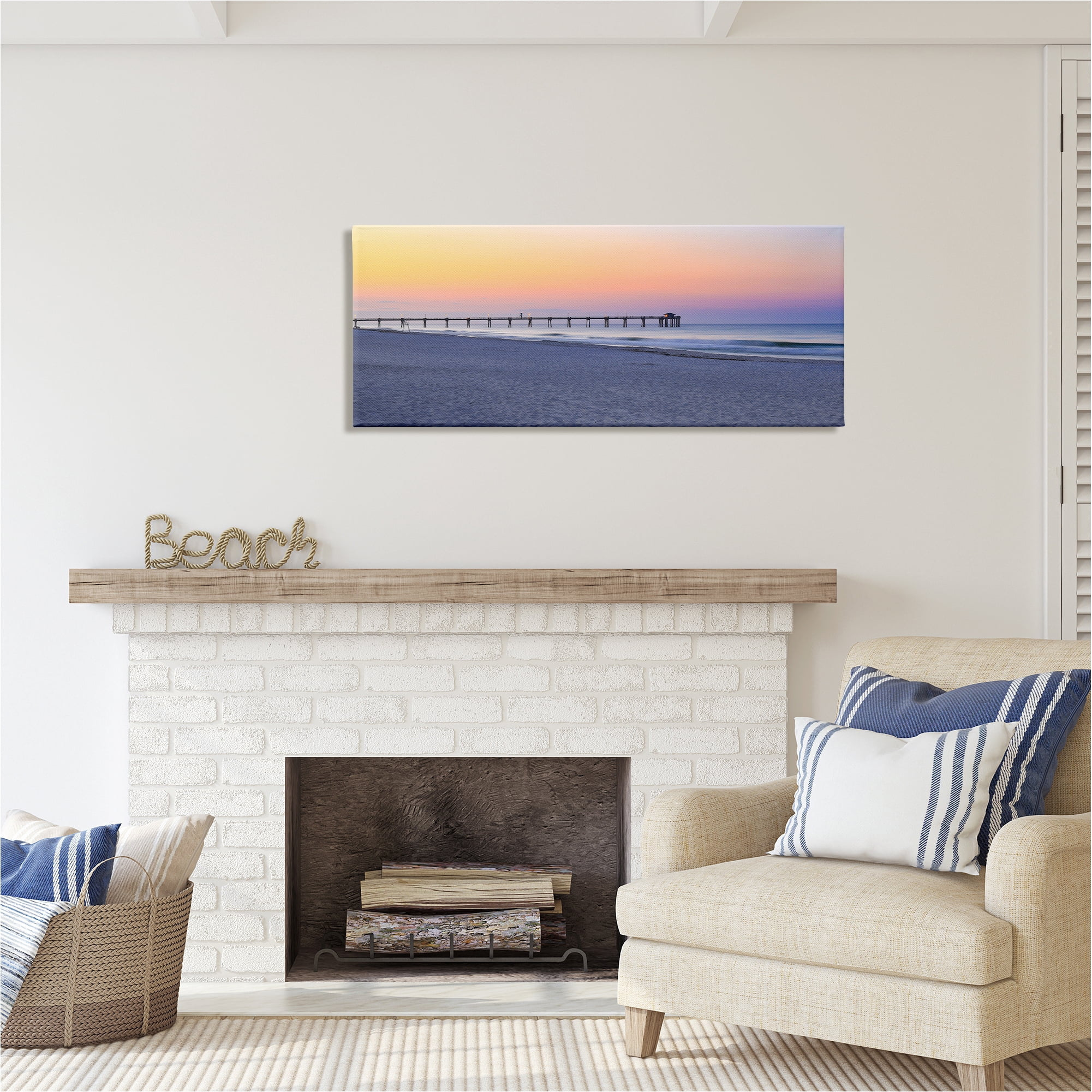 Stupell Industries Sunrise Beach Shore Landscape Photography Gallery Wrapped Canvas Art Print Wall Art, 48 x 20