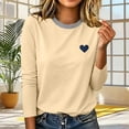 thumbnail image 6 of Zormilly Long Sleeve Shirts for Women Striped Crew Neck Casual Plus Size Blouses Heart Printed Fashion Loose Fall Outfits, S-5XL, 6 of 6