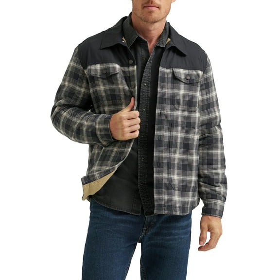 Wrangler® Men's and Big Men's Heavyweight Shirt Jacket with Sherpa Lining, S-3XL