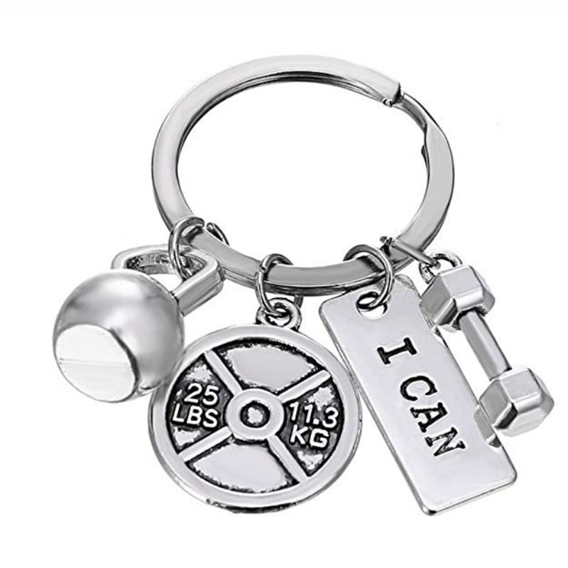 Fashion Barbell Dumbbell Fitness Gym Keychain Pendant Keyrings Sport Accessories 