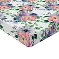 thumbnail image 4 of Ambesonne Floral Design Fitted Sheet, Peony Lilac Pattern, Twin Size, Coral Fern Green Cream, 4 of 5