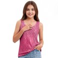 thumbnail image 2 of longantii Girls Summer Sequin Tops Crew Neck Sequin Sparkle Shimmer Sleeveless Tanks Tops Blouses Red 13-14 Years, 2 of 4