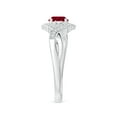thumbnail image 3 of ANGARA Natural Aeon Ruby & Diamond Floral Halo Three Stone Engagement Ring in 14K White Gold for Women (Size-5mm) | July Birthstone, Anniversary, Jewelry Gift for Women | Natural Ruby Ring, 3 of 10
