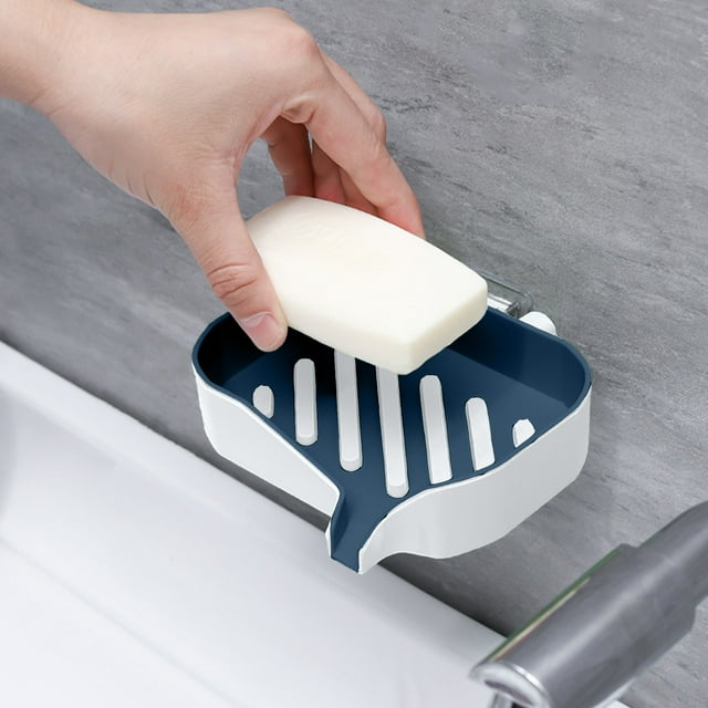 Jabonera de Doble Capa | Escurridor de Pared para Baño | Diseño Sin Perforaciones con Ventosa | Colores Disponibles: Azul, Rosa y Verde