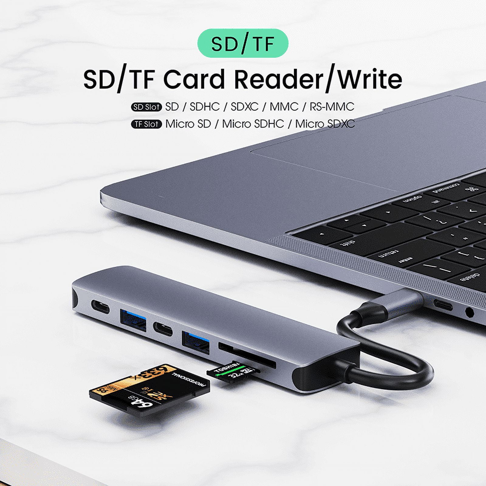 DOONJIEY  7 in 1 USB C Hub with SD TF Card PD Charging USB 3.0 Hub for MacBook Pro USB Type C Hub Docking Station