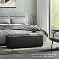 thumbnail image 4 of Storage Ottoman Bench, Ottoman Foot Rest, Mid-Century Modern, Synthetic Leather with Stitching, Dual Safety Hinges, 680 LBS Load, End of Bed Bench for Bedroom, Living Room, Entryway, 4 of 7