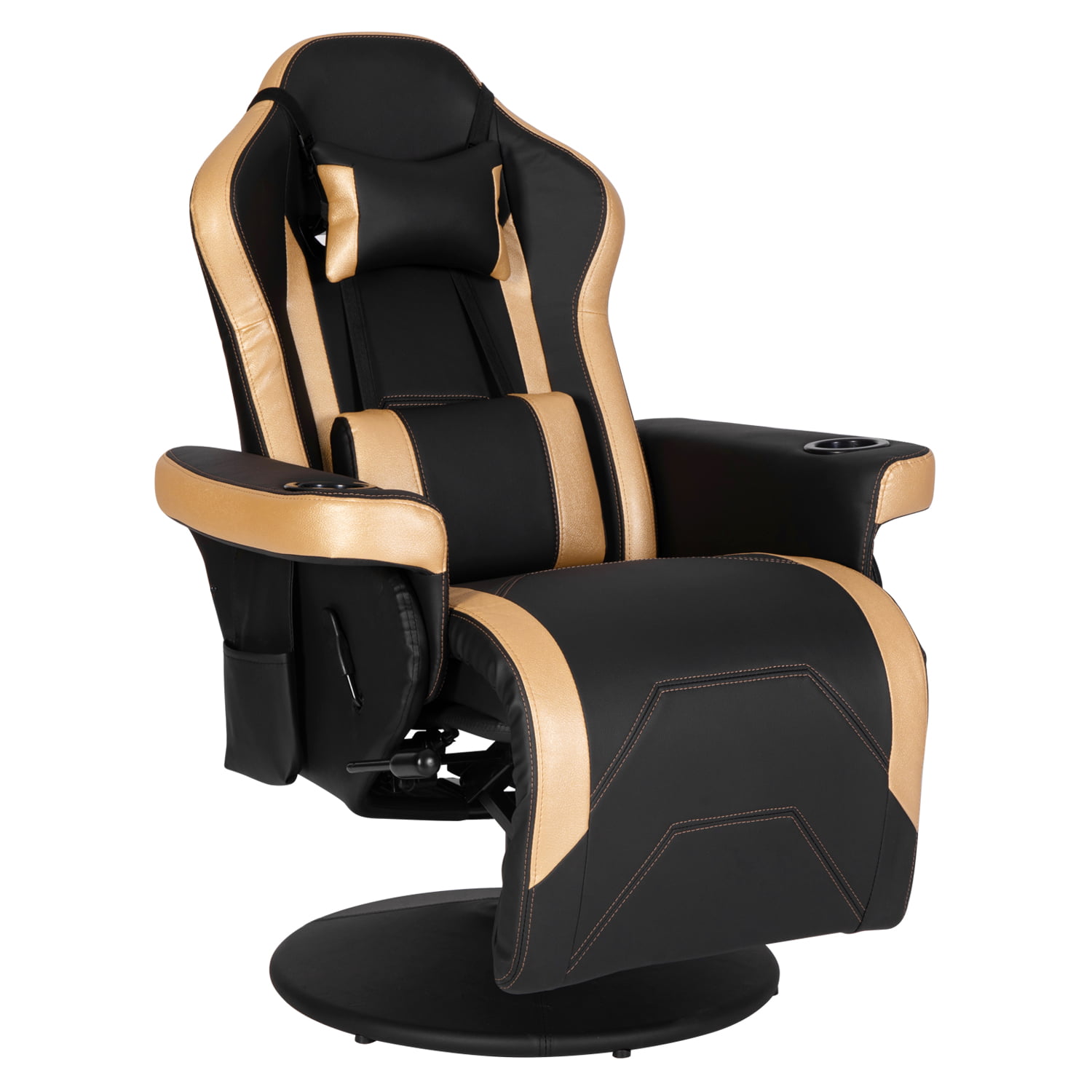 Video Gaming Recliner Chair Ergonomic High Back Swivel Reclining Chair with Cupholder, Headrest