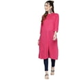 thumbnail image 1 of eloria Women's Pink Pure Cotton Solid Kurta Three-Quarter Sleeves Straight Kurta, 1 of 3