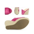 thumbnail image 2 of BLISSFUL STEP Open Toe Espadrille Wedge Heel Platform Slide Sandal for Women Hot Pink 10, 2 of 5