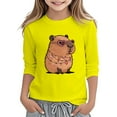 thumbnail image 1 of HUANBAI Hauts Décontractés à Manches Longues pour Filles Imprimé Capybara Col Rond T-Shirts pour Usage Quotidien Activités Extérieures Confortables Tissu Doux 3-12 Ans T-Shirts Basiques Doux 5-6 Ans, 1 of 4