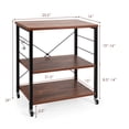 thumbnail image 3 of Costway 3-Tier Kitchen Baker's Rack Microwave Oven Storage Cart w/ Hooks Vintage, 3 of 9