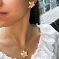 thumbnail image 6 of Fashion CZ Gold Plated Flower Pendent Chain Link Necklace Earrings Jewelry Set, 6 of 9