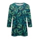 thumbnail image 4 of Camisas de manga 3/4 para mujer SCZ camisetas gráficas estampadas blusas casuales tallas grandes verde XL, 4 of 5