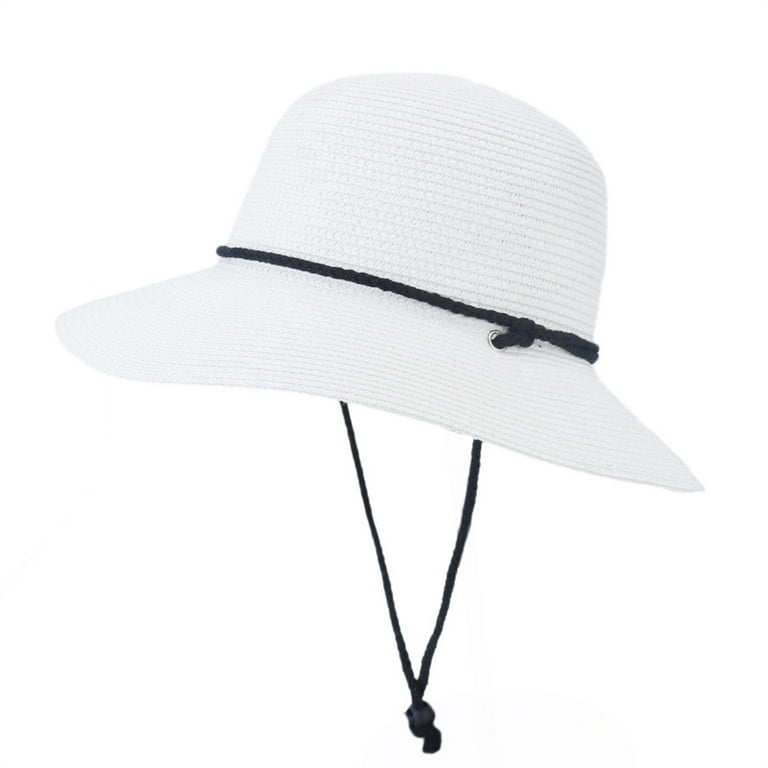 DORKASM Savings Clearance! Straw Hats for Women Beach Wide Brim Mens Sun  Hats with Uv Protection with Wind Lanyard Womens Beach Hat White Free Size