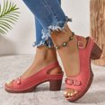 thumbnail image 3 of Block Heel Sandals for Women 2026 Summer Trendy Pu Leather Open Toe Slingback Heeled Dressy Sandals, 3 of 9