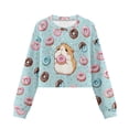 thumbnail image 4 of COEQINE Girls Sweatshirt Crop Top, Cute Long Sleeve Sweatshirt for Fall Winter, Soft Crewneck Pullover for Birthday Christmas Age 7-8, Hamster Donuts Blue, 4 of 7