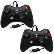 2 Pack Replacement for Xbox 360 Controller Wired,Wired Controller Compatible with Xbox 360 & Slim Console and PC Windows 7/8/10,with Upgraded Joystick,Double Vibration,Black