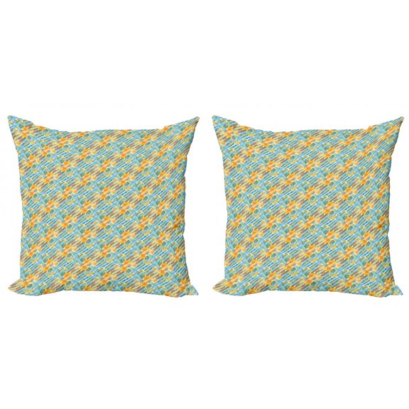 Abstract Throw Pillow Cushion Cover Pack of 2, Brush Marks Diagonal Stripes Design Colorful Abstract Arrangement Ornate Pattern, Zippered Double-Side Digital Print, 4 Sizes, Multicolor, by Ambesonne