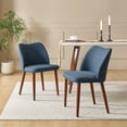 thumbnail image 2 of Modern Upholstered Dining Chairs Armless Side Chairs Set of 2 Curved Backrest Solid Wood Legs Dining Room Kitchen Navy, 2 of 9