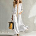 thumbnail image 5 of Ovbmpzd Vaction Womens Summer Dresses White Plus Size Maxi Shift Dress 3/4 Sleeve Casual Loose Dresses,M, 5 of 6