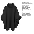 thumbnail image 7 of Lady Winter Cape Coat Dolman Sleeves Thick Shawl Loose Stand Collar Solid Color Faux Fur Decor Warm Daily Wear Work Outdoor Poncho, 7 of 7