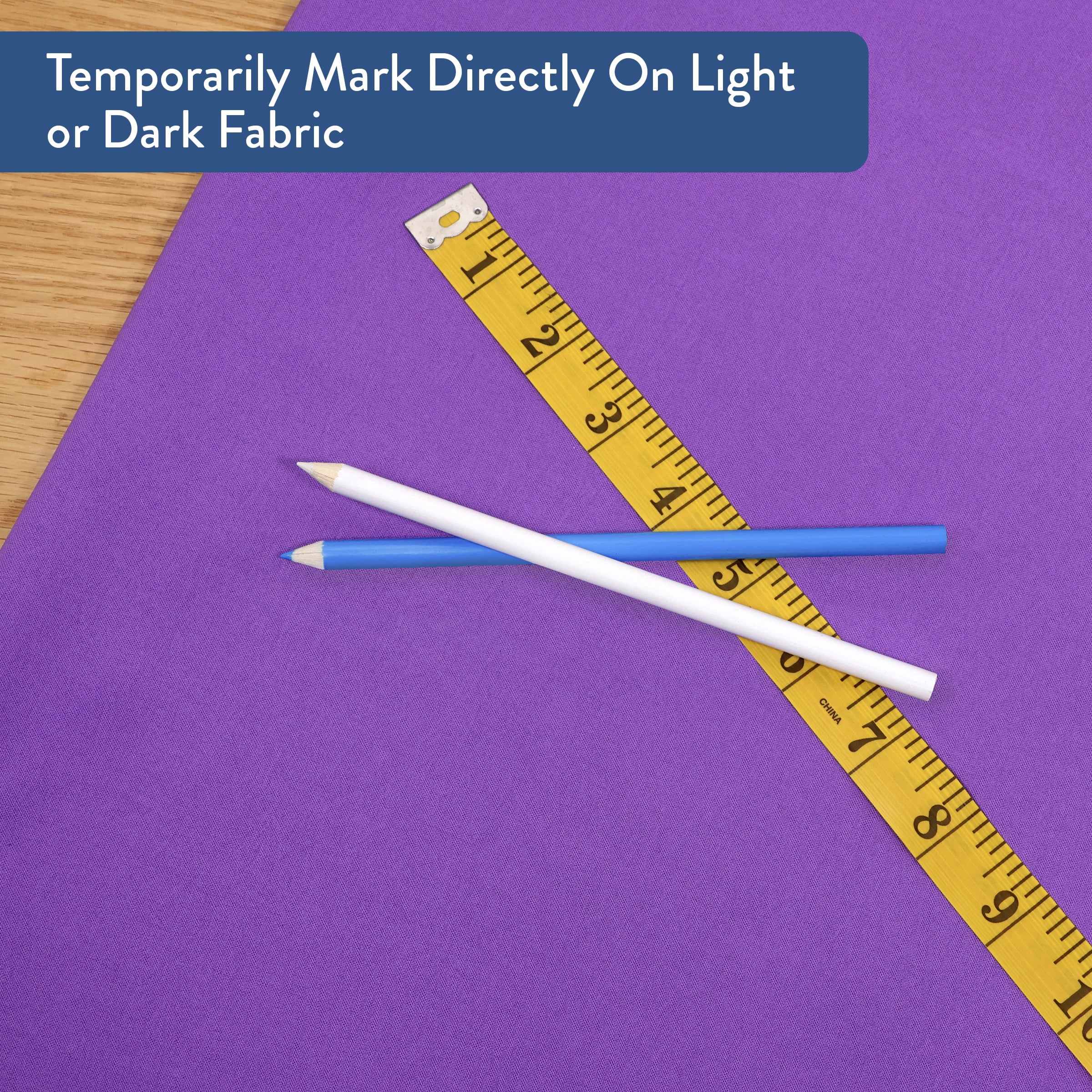 Hello Hobby 120 inch Tape Measure and Fabric Pencil Set, Blue and White Pencils