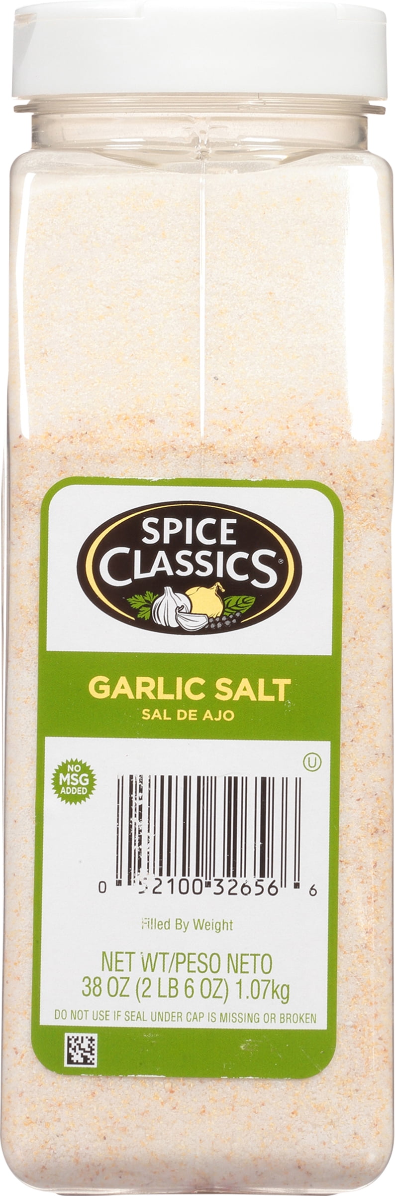 6 PACKS : Spice Classics Garlic Salt - 38 oz. container, 6 per case