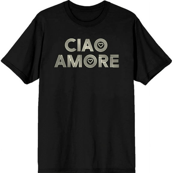 Ciao Amore Adult Black Crew Neck Short Sleeve Tee-Medium