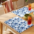 thumbnail image 4 of Watercolor Floral Placemats Set of 4 Blue Verdant Flower Patterns Place Mats Indoor Wipeable Table Mats Washable Cloth Dining Table Placemats for Kitchen Holiday Party Home Decor 13x19 Inch, 4 of 9