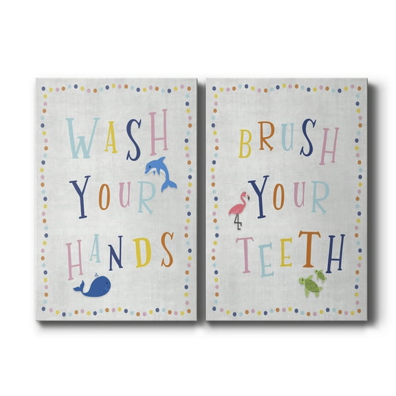 Wash Your Hands Premium Gallery Wrapped Canvas - Ready to Hang - Set of 2 - 8 x 12 Each