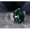 thumbnail image 4 of 925k Silver Ring-Handmade Unisex Ring-Wicker Model-Green Zircon Stone-Jewelry Gift For Him and Her, 4 of 5