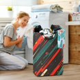 thumbnail image 5 of Yayeee Freestanding Laundry Hamper with Handle Collapsible Large Storage Basket for Clothes, Green Stars Abstract, 5 of 7