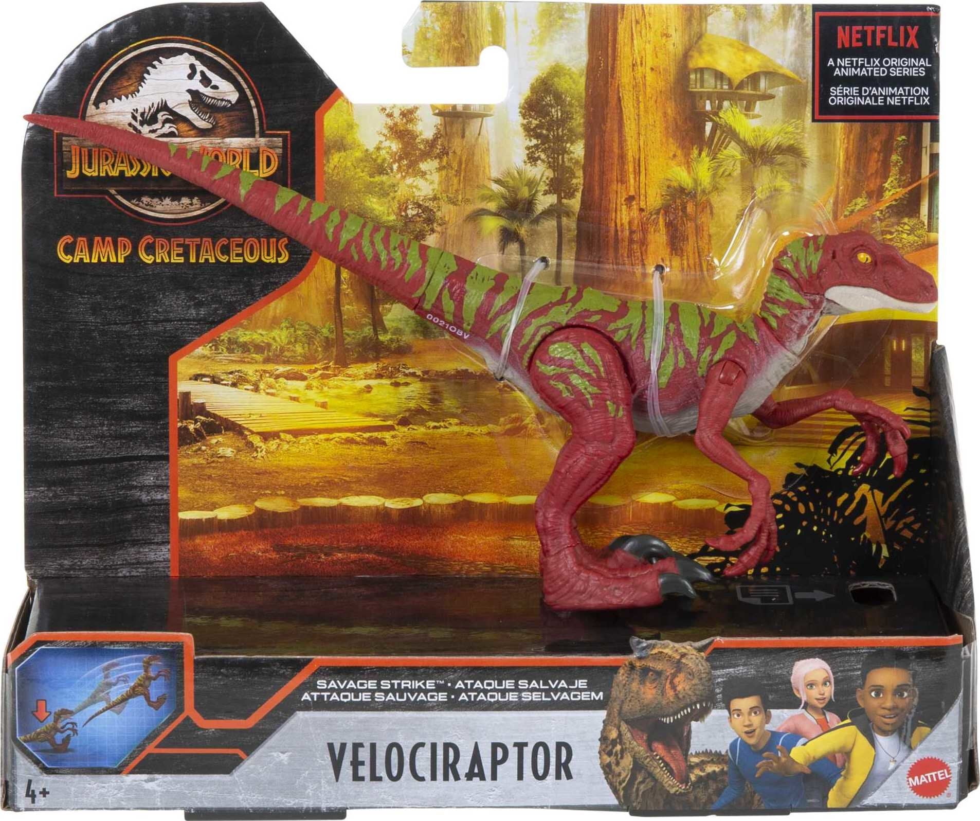Jurassic World Savage Strike Velociraptor Action Figure, Dinosaur Toy with Attack Move