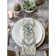 thumbnail image 2 of Beige Green Boho Cloth Napkins Set of 6 Reusable Dinner Napkins, Medieval Vintage Ethnic Floral Abstract Cocktail Napkin Washable Table Napkins for Wedding/Holiday Party/Baby Shower 20"x20", 2 of 7