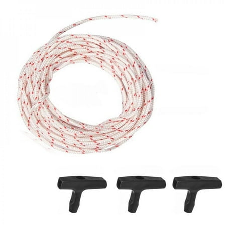 

Clearance Sale 10 Meters X 3mm Pull Starter Cord Nylon Fiber Rope Set with 3Pcs Recoil Starter Handles for Strimmer Chainsaw Lawnmower Engine