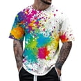 thumbnail image 4 of Mens Spring Autumn All Print Short Sleeve Round Neck T Shirt Floral Trend Bottoming Shirt Tops Clothes, 4 of 4