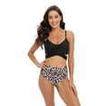 thumbnail image 3 of Xmarks Women's Wrap Front High Waisted Bikini Swimsuit Print Bottom Two Piece Bathing Suit Leopard S, 3 of 14