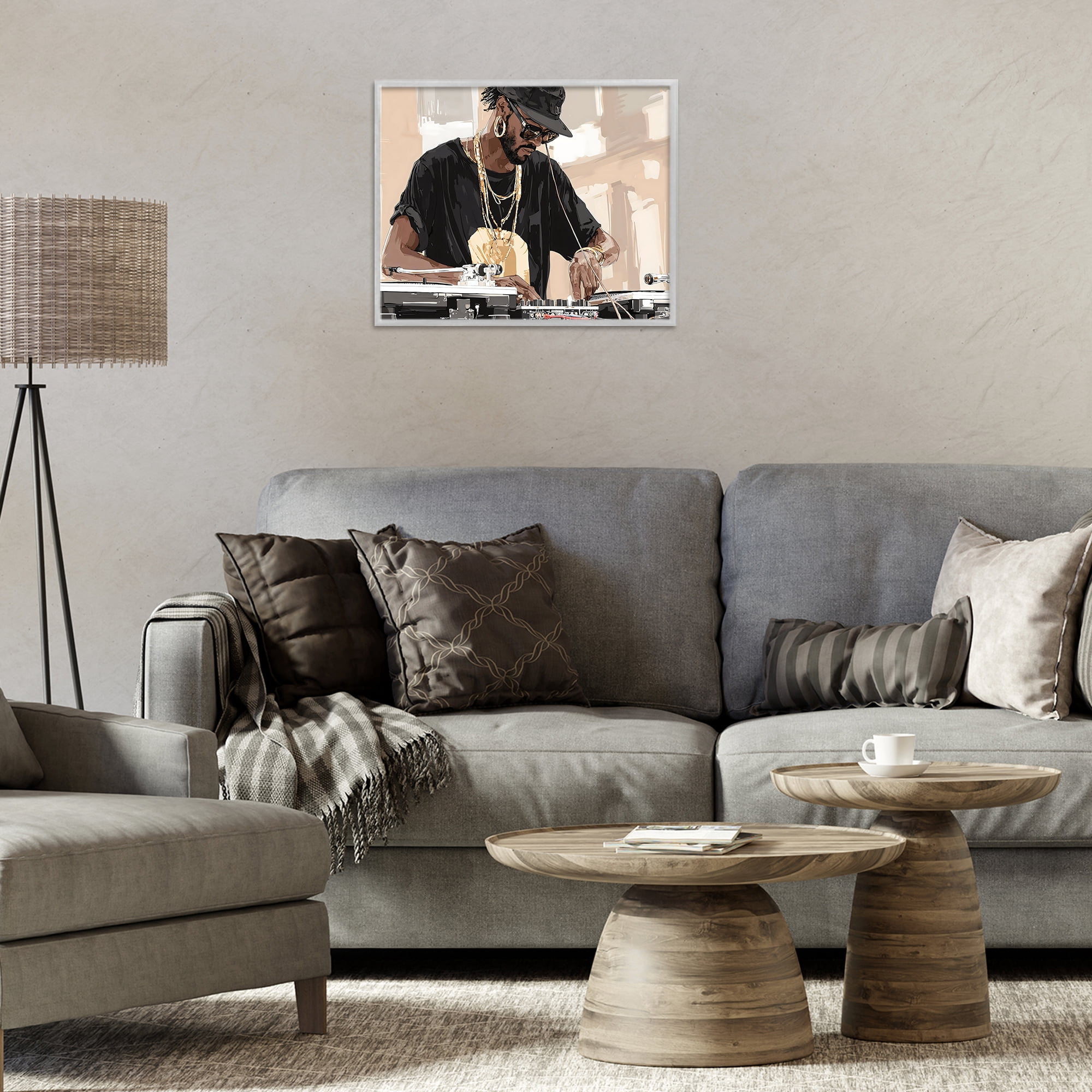 Stupell Industries Timeless DJ with Urban Rhythm Gray Framed Giclee Art, design by Franklyn Gregory