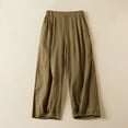 thumbnail image 2 of Plebaso Cotton Linen Pants for Women Solid Color Button Work Trousers Ladies Casual Loose Lounge Pants, 2 of 6