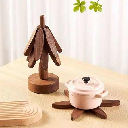 

YQGPC tree shaped artistic wooden coaster insulation mat tree shaped wooden dining mat heat-resistant desktop protection coaster suitable for pots bowls pans hot dishes
